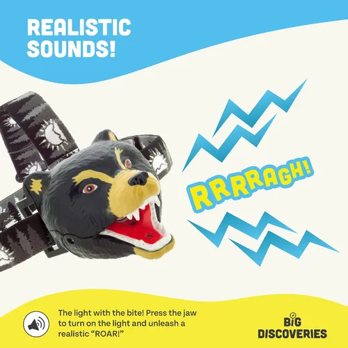 Miniatura 7 de Big Discoveries Bear Linterna Frontal LED - Linternas Frontales de Oso para Niños Múltiples Estilos Disponibles Linterna Frontal de Juguete
