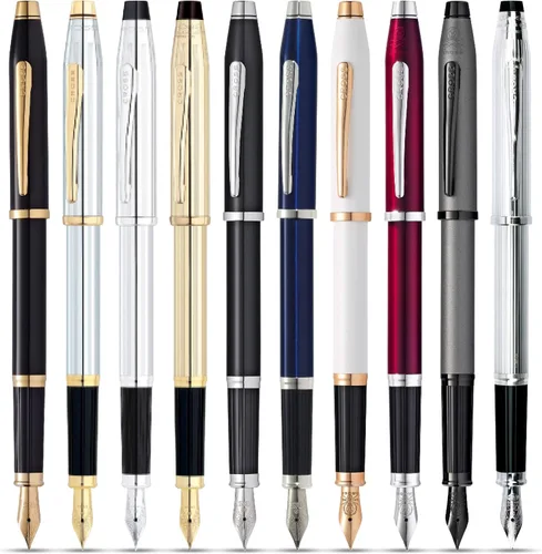 Miniatura 43 de Cross Century II - Bolígrafo de punta Selectip, lacado negro con detalles chapados en oro de 23 quilates