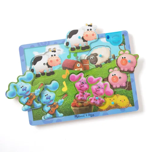 Melissa & Doug Blue's Clues & You! Rompecabezas de madera con sonido - Granja musical (6 piezas)