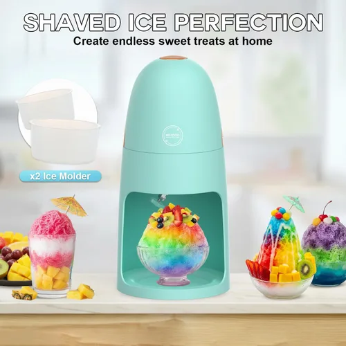 Miniatura 6 de MOJOCO Máquina de hielo afeitado - Máquina de afeitar eléctrica de hielo con cuchillas ajustables para hielo fino y grueso - Operación de una sola