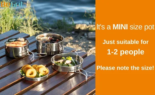 Miniatura 4 de BeGrit Mochilero Camping Cookware Mini Picnic Camping Cooking Mess Kit con Olla y Pan Set para Senderismo
