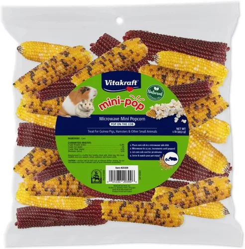 Vitakraft Mini Pops - Mazorcas de maíz para microondas para animales pequeños, bocadillo de maíz en la mazorca para hámsters, conejos y cobayas,