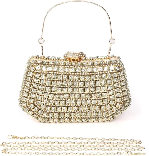 Olixi Bolso de mano de cristal plateado para mujer, bolso de noche con purpurina para boda, cena, fiesta, baile de graduación, cóctel