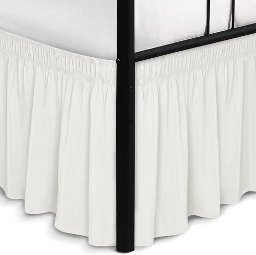 Miniatura 13 de Biscaynebay Faldas de cama envolventes con esquinas divididas para camas Twin/Twin XL de 15 pulgadas de caída, volantes de polvo elásticos Negro