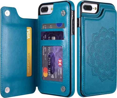 Miniatura 11 de UEEBAI Funda para iPhone SE 2022/7/8/SE 2020, funda de piel sintética con cierre magnético, ranuras para tarjetas, función de soporte