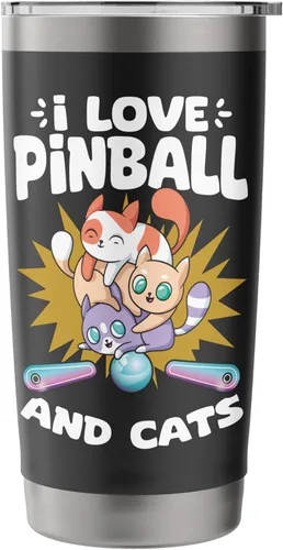 Miniatura 3 de Pinball and Cats 90s Nostalgia Pinball Wizard Pet Cat Lover Stainless Steel Insulated Tumbler