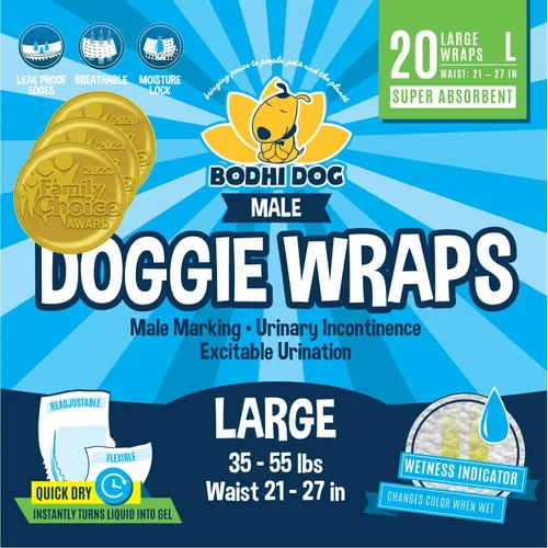Miniatura 8 de Bodhi Dog Pañales desechables para perros machos - Superabsorbentes, impermeables, ajustables, diseño cómodo, control avanzado de la humedad e
