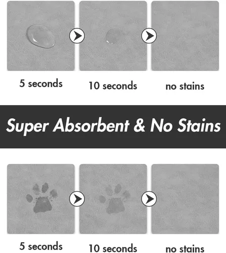 Miniatura 2 de Tapete absorbente de agua para perros, tapete para comida y agua, tapete de alimentación de mascotas de secado rápido, tapete de comida para perros