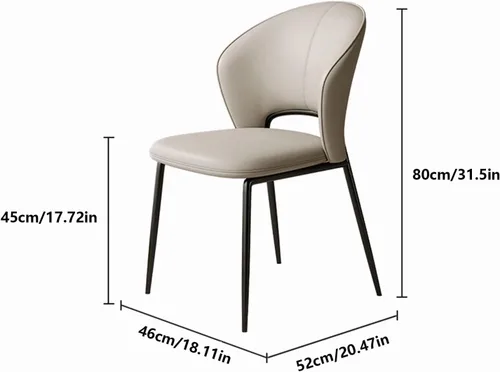 Miniatura 3 de sillas de comedor - Sillas de comedor tapizadas de mediados de siglo, modernas, sin brazos, de piel sintética, laterales con respaldo, cocina Beige