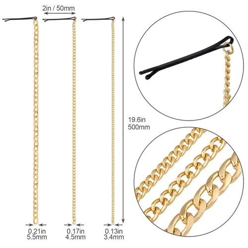 Miniatura 2 de PAGOW 6 cadenas para el cabello de oro punk con borlas para mujeres y niñas, accesorios de cabeza de cola de caballo con clips para discoteca