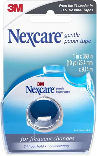 Miniatura 3 de Nexcare Dispensador de cinta de papel suave, cinta de papel médico, asegura los apósitos y se levanta suavemente, 1 pulgada x 10 yardas, 1