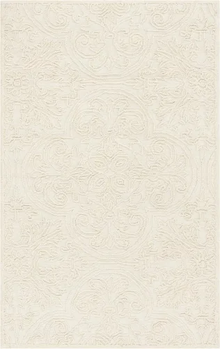 SAFAVIEH Trace Collection - Alfombra decorativa de 2 x 3 pies, color marfil, lana hecha a mano, ideal para zonas de alto tráfico en entrada, sala de