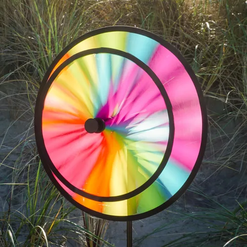 Miniatura 5 de In the Breeze 2613 - Spinner doble Fiesta de 13 pulgadas con vela de viento - Colorido giratorio giratorio para patios y jardines