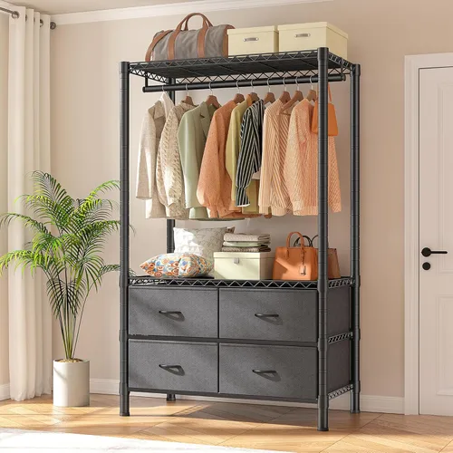 Miniatura 10 de Raybee Perchero en forma de L para esquina, percheros para colgar ropa, 900 libras, perchero resistente para ropa, 74.5 pulgadas de ancho x 18 Negro