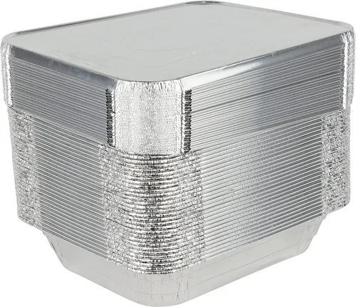 Miniatura 8 de Stock Your Home Bandejas de aluminio de 9 x 13 pulgadas con tapas (paquete de 10) – Sartenes profundas desechables de tamaño medio para cocinar