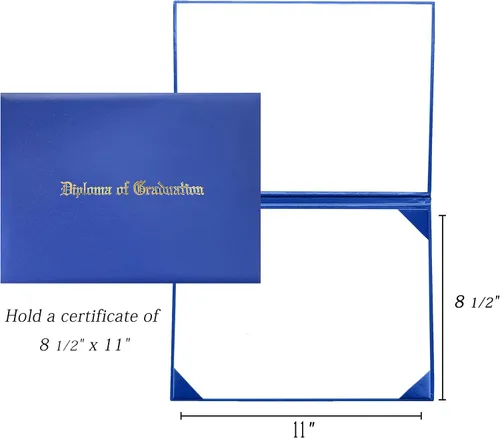 Miniatura 2 de Cubierta impresa para diploma de 8.5 x 11 pulgadas, soporte de diploma de graduación de cuero sintético acolchado para certificado (azul rey)
