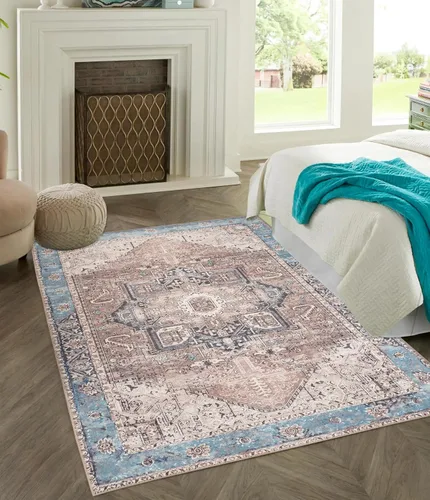 Miniatura 258 de GLN Rugs Traditional Collection - Alfombra de felpilla lavable a máquina, tradicional lavable, antideslizante, alfombra de felpilla de pelo corto