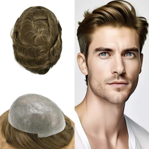 Miniatura 90 de FNY HAIR - Tupé para hombres, sistema de cabello humano, piel ultrafina, PU con bucle en V, prótesis de cabello natural para hombres, #1B05 1B# OFF