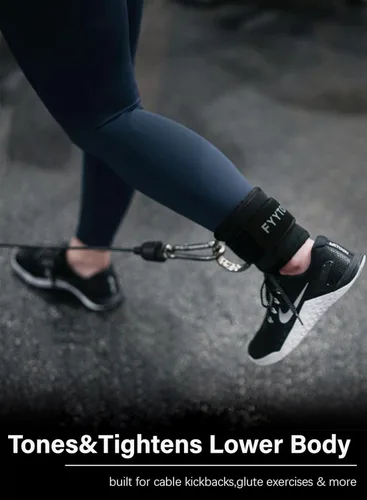 Miniatura 6 de Correa de tobillo (par) para máquina de cable, brazalete de tobillo para patadas hacia atrás, extensiones de piernas, ejercicios de la parte Negro