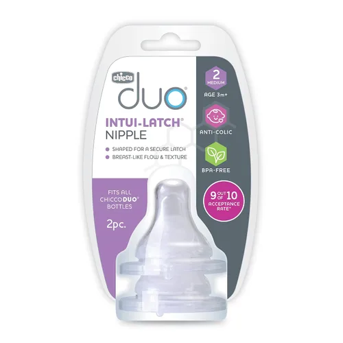 Miniatura 2 de Chicco Duo - Tetina de biberón para bebé Intui-Latch de silicona 100 % con válvula anticólico, textura similar a la piel y flujo similar al pecho