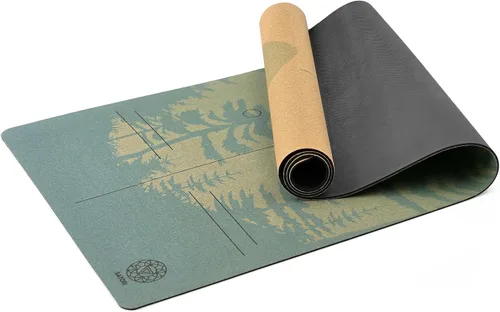 Miniatura 4 de Esterilla de yoga de corcho con base de goma natural, tamaño extra, grosor y soporte, excelente cojín y agarre, antideslizante, no tóxico, Montaña