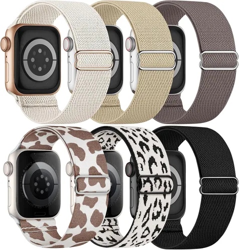 Miniatura 10 de Paquete de 6 correas elásticas Solo Loop compatibles con Apple Watch de 1.496 pulgadas, 1.575 pulgadas, 1.614 pulgadas, 1.654 pulgadas, 1.732