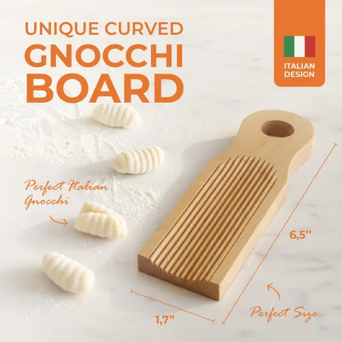 Miniatura 2 de KneadEat Único tablero de ñoquis curvado, diseño curvado único para hacer pasta italiana de ñoquis. Crestas perfectas que forman las ranuras
