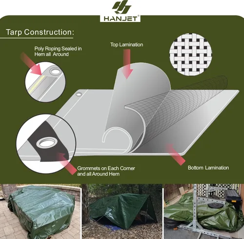 Miniatura 5 de lona impermeable duradera para cubierta, para camping, jardín, azul/verde militar, Verde