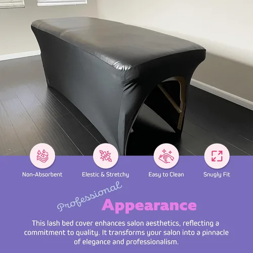 Miniatura 2 de Funda de cama de pestañas, cubierta impermeable de cuero artificial para mesa de masaje, protector de cera ajustable para cama de esteticista