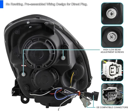 Miniatura 4 de SPEC-D TUNING Halo LED - Faros delanteros de proyector de color negro, lámparas de señal compatibles con Infiniti G35 4Dr Sedán 2005-2006, conjunto