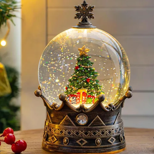 Miniatura 16 de Globo de nieve navideño iluminado con pesebre y escena del nacimiento, musical de la Sagrada Familia, agua y cuna con música silenciosa de la noche