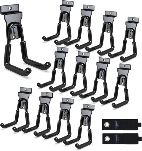 Miniatura 24 de 3-H, accesorios para pared de listones de 18 piezas, ganchos y perchas de pared de listones de múltiples tamaños, pared de listones resistente