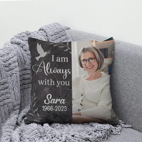 Miniatura 4 de Hyturtle Almohada conmemorativa personalizada de condolencias con inserto de 12 x 12 pulgadas, regalos impresos de doble cara para la pérdida Cielo