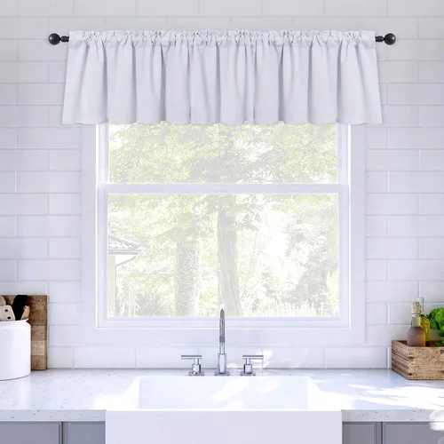 Miniatura 20 de MIULEE Cenefa opaca con bolsillo para cortinero, con aislamiento térmico, cortina corta para ventana pequeña y dormitorio, 42 x 18 pulgadas, 1 Beige