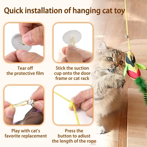 Miniatura 6 de Juguete interactivo para gatos, 1 juguete interactivo de plumas y 2 juguetes de plumas de pájaros y gatos, repuesto para gatos
