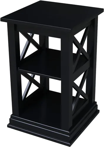 IC International Concepts Hampton - Mesa decorativa de madera maciza con estantes, color negro