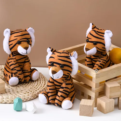 Miniatura 7 de Blueweenly 12 piezas de animales de peluche de tigre sentado de 6 pulgadas, juguetes de peluche realistas y lindos, regalos para niños y niñas