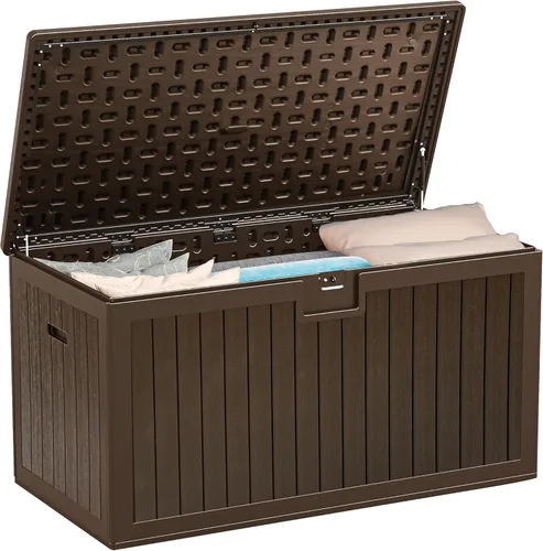 Miniatura 20 de YITAHOME Caja de cubierta de 32 galones, almacenamiento de resina con tapa con cerradura y asas laterales, contenedor pequeño