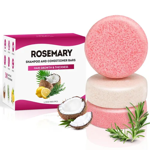 Miniatura 9 de Champú y acondicionador de barra de romero para cabello adelgazante, barra de champú sólido de volumen, engrosamiento y crecimiento del cabello