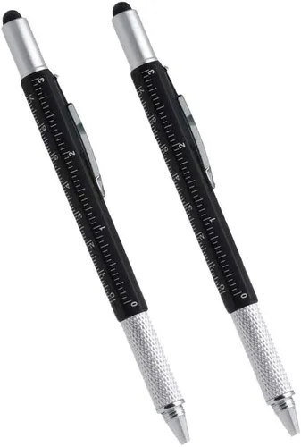 Multipalabra 6 en 1 herramienta multifunción bolígrafo con bolígrafo, regla, destornillador, una cabeza plana, bolígrafo de pantalla táctil, medidor