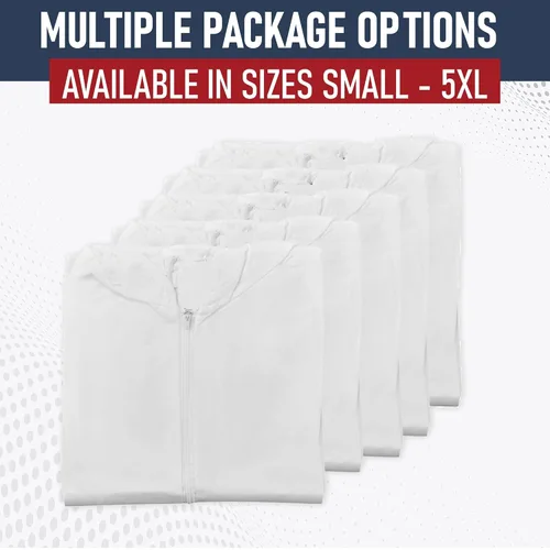 Miniatura 6 de Medical Nation Overoles de Material Peligrosos Desechables Pack de 25 Overoles Protectores con Capucha y Botas Adjuntas Overol para Pintura
