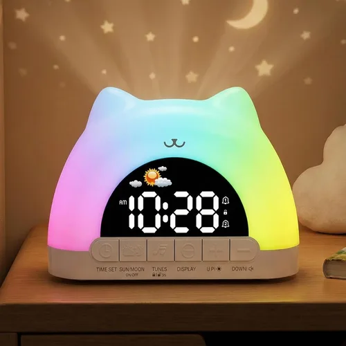 Reloj despertador para niños, regalo de cumpleaños para niños y niñas | Ok to Wake Sleep Training Clock, 11 Colors Night Light, 10 Alarm Sounds,