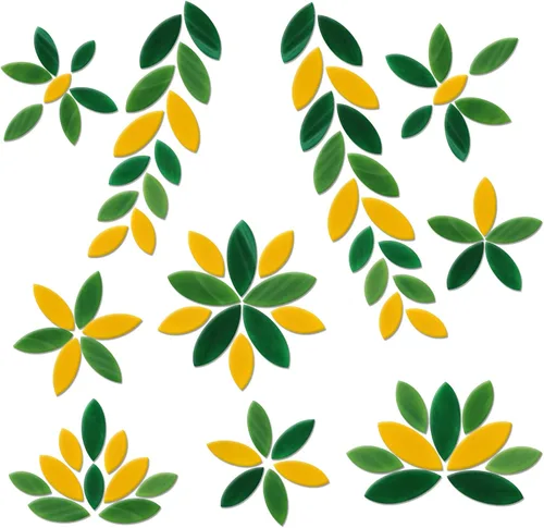 Yoption 100 azulejos de mosaico de pétalos, azulejos cortados a mano con hojas de flores de vidrio para arte y decoración del hogar (verde y Verde y