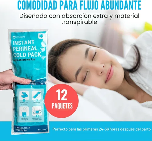 Miniatura 7 de ICEWRAPS Almohadillas frías posparto instantáneas para mujeres después del nacimiento: bolsas de hielo perineales para cuidado posparto, fáciles