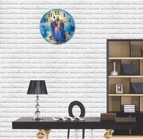 Miniatura 2 de Reloj de pared decorativo divertido Asunción de la Santísima Virgen María, reloj de pared católico redondo, silencioso, sin tictac, para oficina