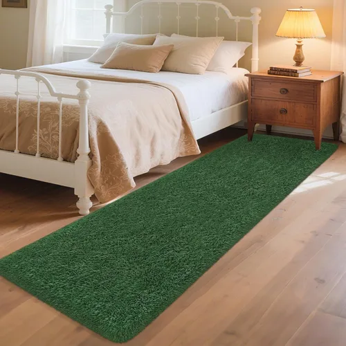 Miniatura 74 de Alfombras verdes para dormitorio de niños: alfombra de pasillo lavable de 2x6, alfombras pequeñas antideslizantes, esponjosas, suaves, peludas