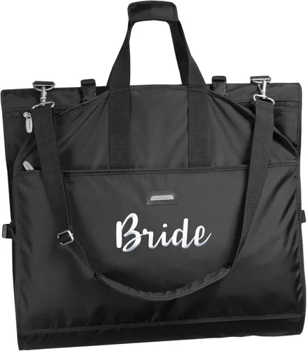 WallyBags Bolsa de viaje para vestido de boda de 66 pulgadas con múltiples bolsillos, Negro - B1, Bolsa de viaje para vestido de boda de 66 pulgadas