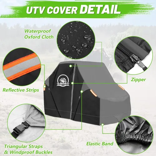 Miniatura 5 de COVERVIN Cubierta UTV impermeable para exteriores, protección para todo tipo de clima, para Polaris RZR, Yamaha Can-Am Defender Kawasaki Ranger