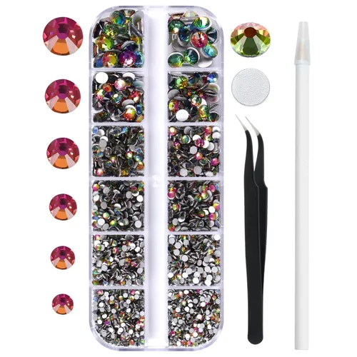 Miniatura 10 de 3820 diamantes de imitación de parte trasera plana aguamarina para deslumbrar, kit de diamantes de imitación pequeños de 0.079 a 0.236 pulgadas