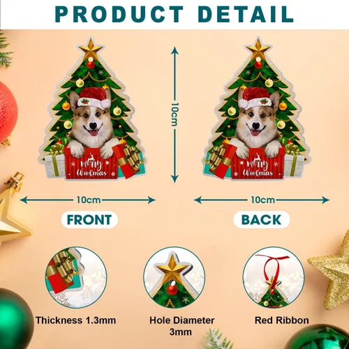 Miniatura 2 de Corgi - Adornos para árbol de Navidad, adorno de aluminio para árbol de Navidad de Corgi (no 3D), decoración de Navidad 2023 para amantes de Corgi
